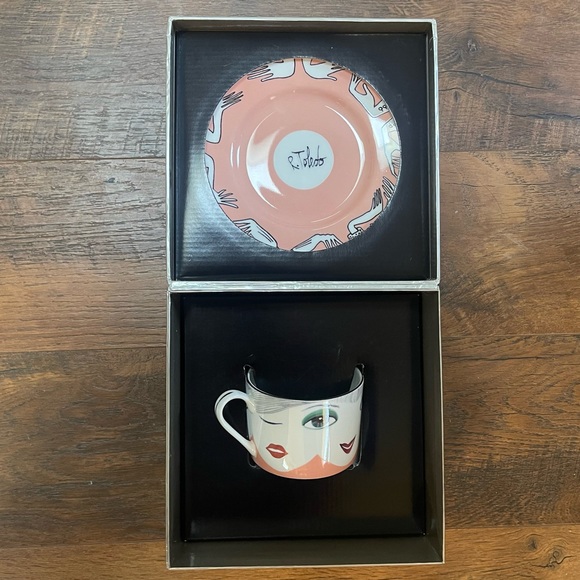 Vintage New Nordstrom Ruben Toledo Surrealist Cup and Saucer Set 1990s NIB - Picture 3 of 10